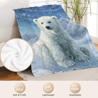 Polar Bear Blanket Animal Bears Gift for Kids Boys Girls 50"x40" - color: Polar Bear, size: 50" x 40"