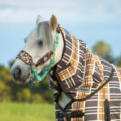 Jeffers Pony Poppins Solaris Horse Neck Rug, Brown & Cream Plaid -1200 Denier, 240g Polyfill, Water & Weather Resistant, Stable & Turnout Blanket Accessory, Breathable & Insulated Equestrian Gear, XXS