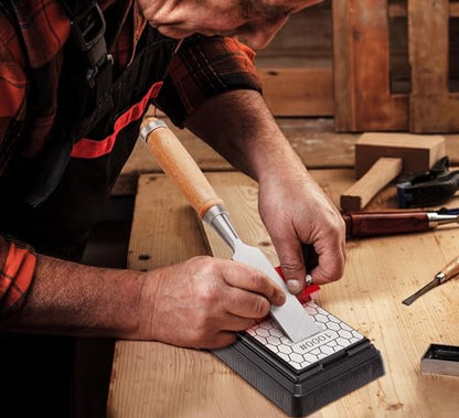 Saker Sharpening Stone with Honing Guide Tool,chisel set for Woodworking,Flattening Stone,Complete Sharpening System Woodworking Tools for Chisel Sharpening and Plane Restoration… - style: Honing Guide Stone Chisel