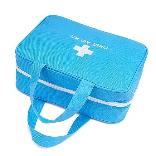 TOPASION Compact Empty First Aid Kit Bag Emergency Trauma Medical Pouch Travel Medicine Organizer Bag for Home, Camping, Traveling, Car (Blue) - color: Blue