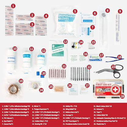 Prelady-350 Pieces All-Purpose 100-Person Emergency First Aid Kit – Waterproof Plastic Case | Clearly Organized for Fast Retrieval | Perfect for Home, Business, Workplace, Boat, Travel, Outdoor & Car