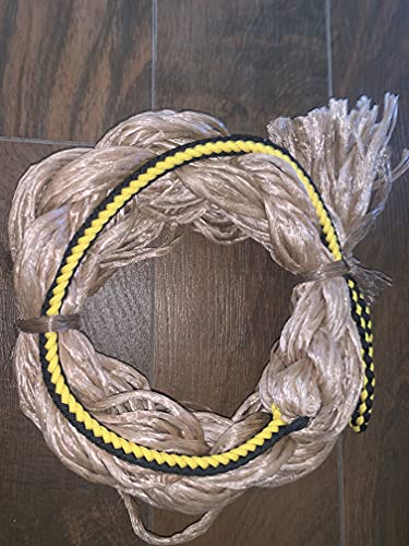 EPT Bull Ropes Adult Saddle Bronc Rein Extra Soft Black & Yellow Cord on Tan Poly 6'