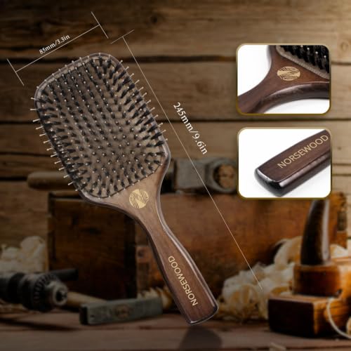 Boar Bristle Hair Brush Set, Soft Bristle Detangler for Enhancing Shine | for Long, Short, Thin, Curly, Straight, or Wavy, Hairbrush Great for Men, Women, and Kids - size: Detangler Brush