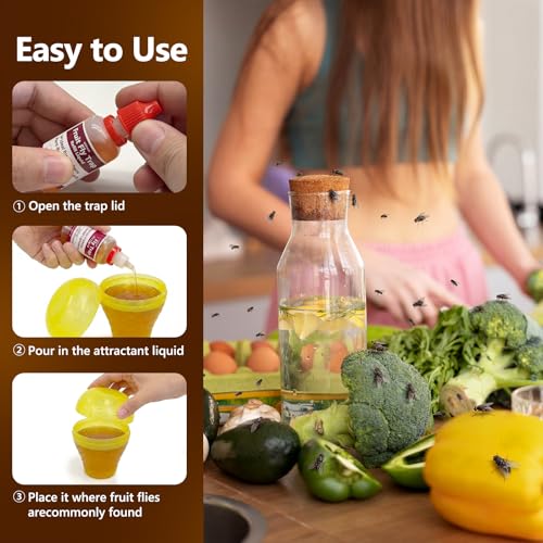 30 Pack Fruit Fly Trap Refill Liquid, 0.68oz/ Bottle, Liquid Fly Traps Refill for Indoors,Effective Lure Refill Gnat Catcher for Home Kitchen Use,Non Toxic Safe Near Food - size: 30P
