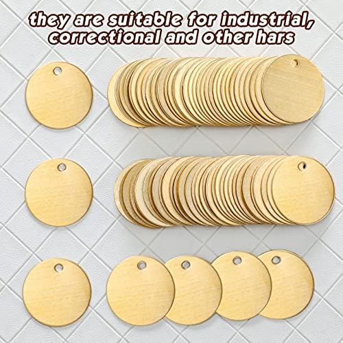 Zhengmy 50 Pcs Round Brass Tags, 1-1/4 Inch Diameter, Metal Key Brass Tags