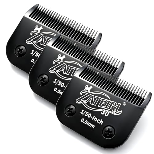 Size 30 Detachable Pet Grooming Clipper Blade with Steel Cutter, 1/50 Inch (0.5 mm) Cut Length, Black, Compatible with Andis, Oster A5, Wahl KM10, 3 Pack - color: Black, size: 30# 0.5mm - 3 Pack