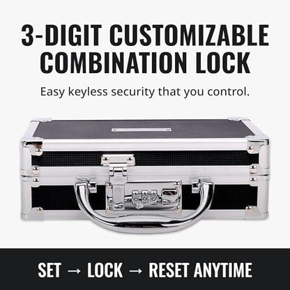 Vaultz Locking Medicine Case, Combination Lock Box, 3-Pack, Briefcase Style | Reinforced steel corners and chrome handle, organized interior with mesh pocket and elastic securing straps - size: 3 Pack