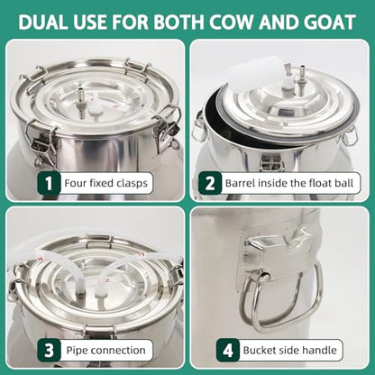14L Cow&Goat Electric Milking Machine Portable Rechargeable Pulse & Vacuum - size: 14L Cow/Goat Two-in-One Electric Milker