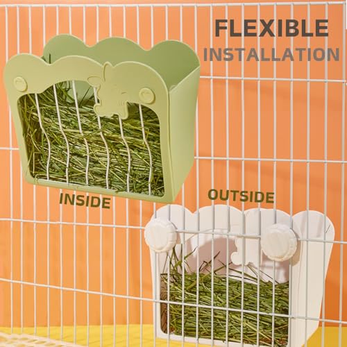 Rabbit Hay Feeder, Hanging Feeding Hay Rack for Small Animals Rabbit, Dwarf Rabbit, Guinea Pig (Green)