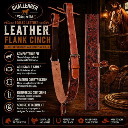 Horse Western Floral Tooled Leather Rear Flank Back Saddle Cinch w/Billets 9775