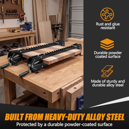24" panel clamps woodworking 2 Pack, 4-Way Pressure Parallel Clamp | For Cabinet, Tabletops, Board Cabinet, Adjustable Parallelogram Couplers, Cutting Board Clamps For Precision
