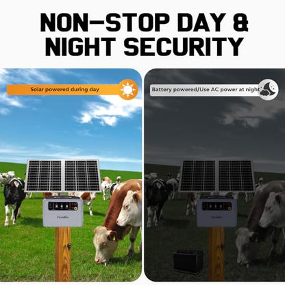 6-12KV Adjustable Output 30 Miles 1.5J Solar Electric Fence Charger - color: Gray