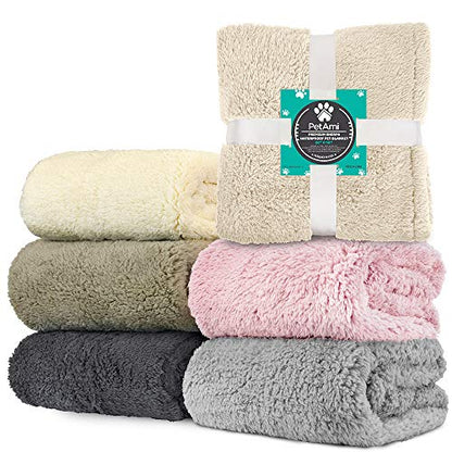 PetAmi Fluffy Sherpa Waterproof Dog Blanket for Large Pet Cat, 60x80, Beige - color: Beige, size: X-Large (60x80)