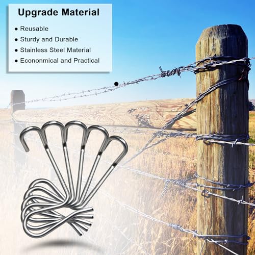 60Pcs 6mm Fence Wire Tightener with Tighteners Handle | 6mm Stainless Steel Barb Wire Fence Tightener Tools 1/4" Fence Wire Tensioning Tool for Wire Fence Farm Garden
