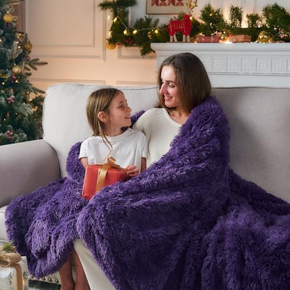 GONAAP Fuzzy Faux Fur Twin Blanket for Couch, Purple, 60"x80" - color: Purple, size: Twin(60"x80")