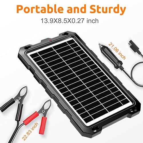 SUNAPEX 10W 12V Solar Car Battery Trickle Charger & Maintainer - size: 10W
