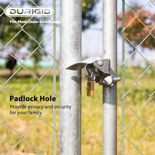 1-3/8" Gate Frames and 2-3/8" Gate Posts Chain Link Gate Latch, Heavy Duty Fence Gate Latch for Chain Link Fence, Galvanized Butterfly Latch with Padlock for Farm Fence, Metal Gates, 1 Pack