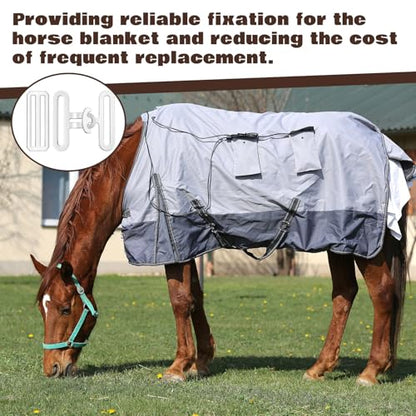 Yaocom 6 Pcs Horse Blanket Surcingle Buckle Replacement Kits, 2" Universal Surcingle Replacement Set Heavy Duty Hardware for Repair and Restore Any Horse Blanket Sheets Attachment, 2 Sets