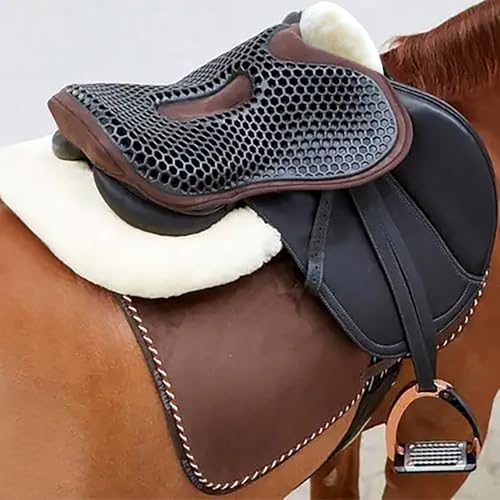 Woolous Sheepskin Half Pad for English Saddle, Wool Fleece Horse Saddle Pad - color: Black-White