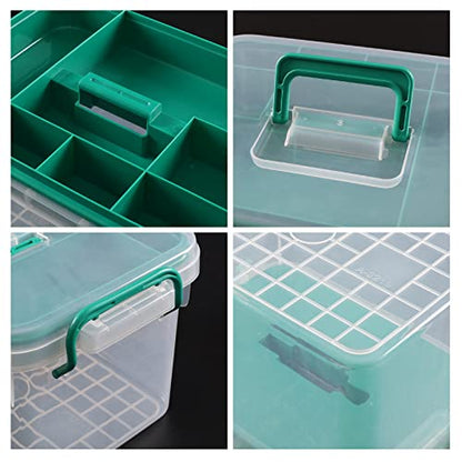 Vababa Clear First Aid Box, Plastic Storage Container with Locking Lid | Secure Locking Latch Lid, Removable Divided Tray, Top Carry Handle, Ideal For Medicine, Bandages, First Aid Supplies Storage