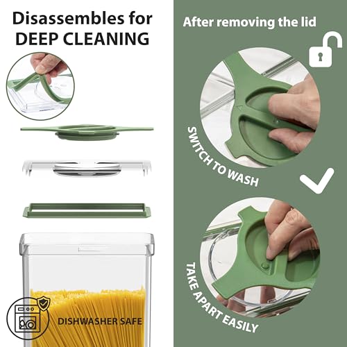 4-Pack Airtight Pantry Containers, 1.9 QT / 1.8 L Clear Food Storage Jars with Leakproof Twist-Lock Lids, Detachable Lid for Easy Cleaning, Cereal, Pasta, Rice, Oats, Snack Storage -Black - color: Black