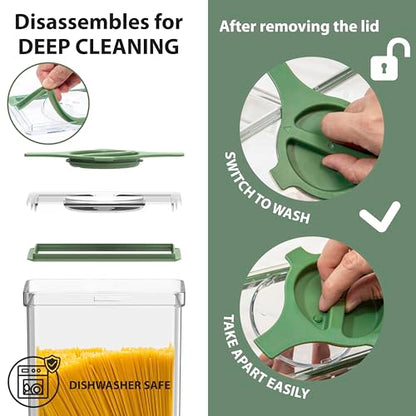 4-Pack Airtight Pantry Containers, 1.9 QT / 1.8 L Clear Food Storage Jars with Leakproof Twist-Lock Lids, Detachable Lid for Easy Cleaning, Cereal, Pasta, Rice, Oats, Snack Storage -Black - color: Black