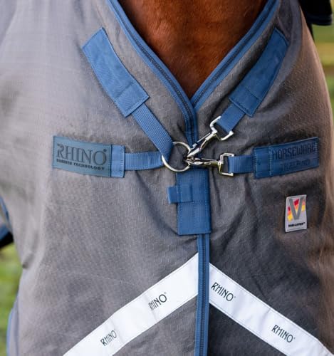Horseware® Rhino® Hexstop Plus Vari-Layer Turnout 0g - Grey/Indigo & Navy, 78 inches - size: 78 inches