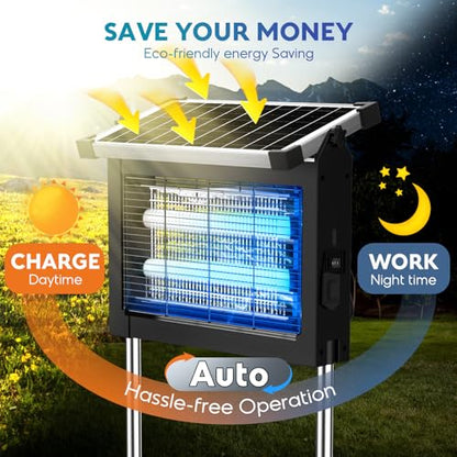 Solar Bug Zapper 4500V, Waterproof Mosquito Zapper Fly Traps Outdoor Patio - color: Black