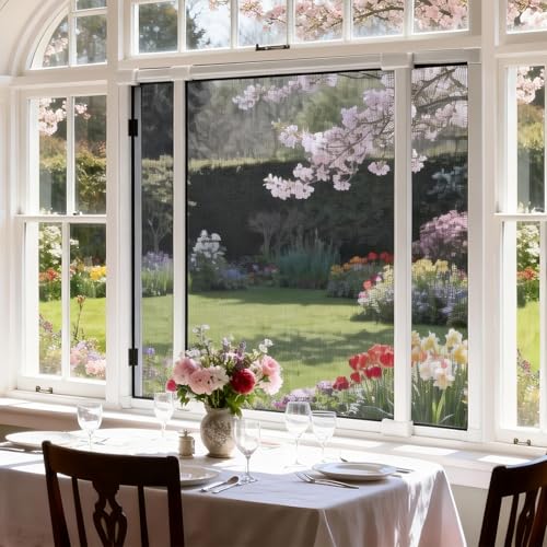 4 Pack Expandable Window Screen, 2 Way Adjustable Sliding Window Screen, Horizontal (24" H x 25" - 45" W), Horizontal and Vertical Adjustable, Replacement Screen for Window, Window Screens Mesh - size: 24"H x 25"-45"W