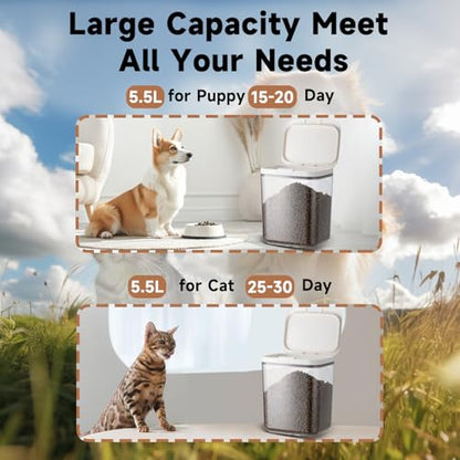 LivLab Mker Dog Food Storage Container 5 lbs Airtight Pet Food Storage Containers with Lids, Cat Food Container, BPA Free, Rice Container, Flour Dispenser(6 lbs), white - color: (D979)-5.5L