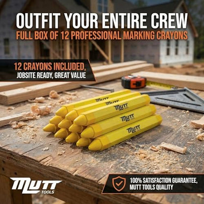 Mutt Tools Yellow Lumber Crayons 12 Pack - Construction Crayon - color: Yellow