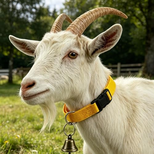 Collar for Goats with Bell Adjustable Sheep Positioning | Farm Animal Collar for Animal Lovers Breeders Farmers Ranchers Shepherd Ranch Farm Barn Backyard Open Range - color: Gold