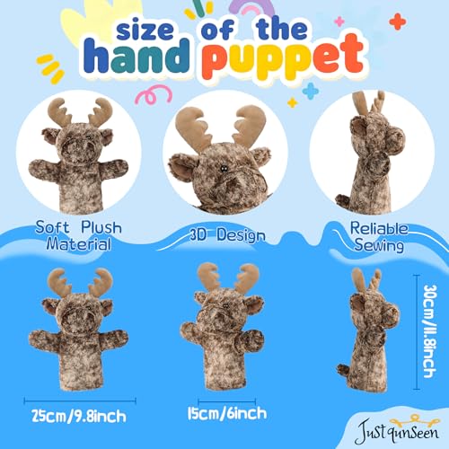 Hand Puppet Christmas for Toddlers Winter Forest Soft Plush Educational Story Time Interactive Learning Stuffed Animal Family Fun Reindeer Puppet - color: Deer