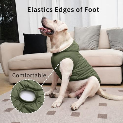 Vecomfy Warm Dog Coats with Hoodie,Winter Dog Jackets for Medium Dogs - color: Green, size: Large