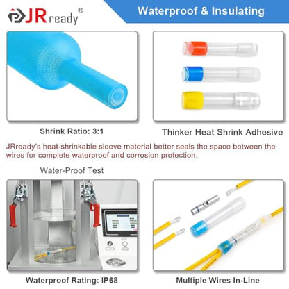 JRready 100 Sets Heat Shrink Butt Connectors IP68 Waterproof Crimp Marine Wire Connrctors PE Insulation Automotive Electrical 16# 16-20AWG Tinned Copper Butt Splices (M81824/1-2) - color: 16# 100 Pairs