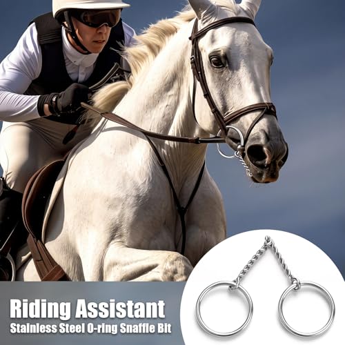 Stainless Steel Ring O & d Snaffle Bit for Horses Snaffle Mouth Gentle Horse Pony Bit with Copper Roller for Training, Western & English Riding - size: Mouth Spacing 125mm, style: O-ring Twisted Wire