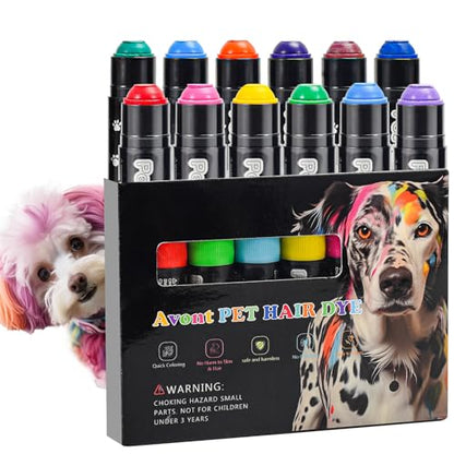 Avont Pet Safe Dog Hair Dye - Gentle Temporary Washable Paint 12 Colors - color: 12 Colors