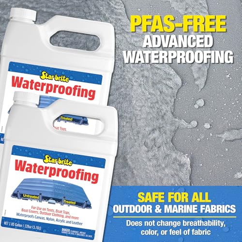 STAR BRITE Waterproofing Spray, Waterproofer + Stain Repellent + UV Protection for Boat Covers, Car Covers, Bimini Tops, Tents, Jackets, Backpacks, Boots, Awnings, Patio Covers & More - color: 1 Gallon 2 Pack