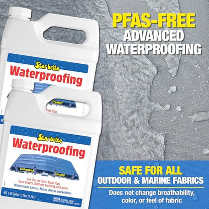 STAR BRITE Waterproofing Spray, Waterproofer + Stain Repellent + UV Protection for Boat Covers, Car Covers, Bimini Tops, Tents, Jackets, Backpacks, Boots, Awnings, Patio Covers & More - color: 1 Gallon 2 Pack