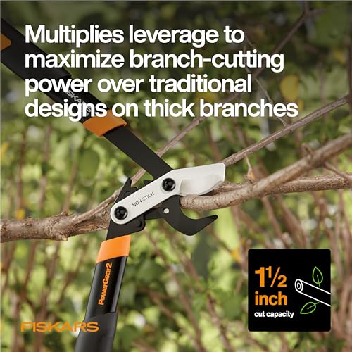 Fiskars 18” PowerGear2 Garden Bypass Loppers, 1.5" Capacity Tree Trimmer | Compact Branch Cutter, Multiplies Power for Easier Pruning, Heavy-Duty & Sharp Steel Blade with Low-Friction Coating - style: 18 in