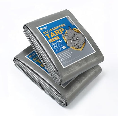 GUARD SHIELD Tarps Heavy Duty Waterproof 10x10 Feet Silver/Black Poly Tarp Cover Square Outdoor Thick UV Resistant Tarpaulin with Grommets 10mil (2-Pack) - color: Silver/Black, size: 10x10 (2-Pack)