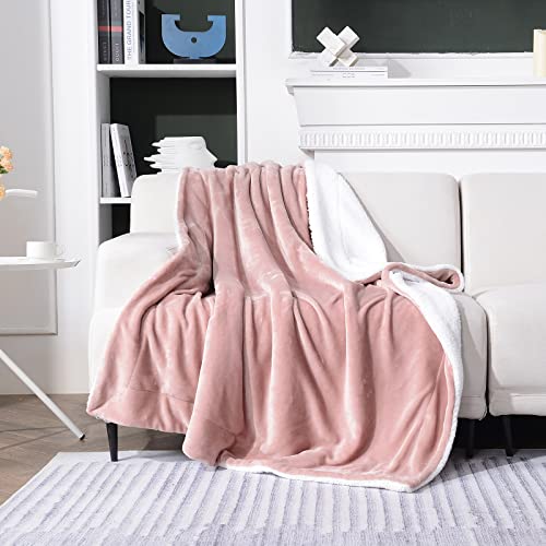 SOCHOW Sherpa Fleece Throw Blanket, Dusty Pink, 50x60 inches - color: Dusty Pink, size: 50"×60"