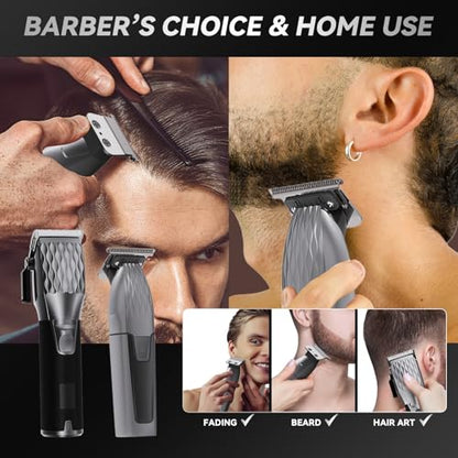 Professional Cordless Hair Clippers for Men & Trimmer Set, 240Min Runtime with LED Display, Quiet Haircut Kit for Men/Women/Kids w/6 Guide Combs, Barber Scissors, Cleaning Brush