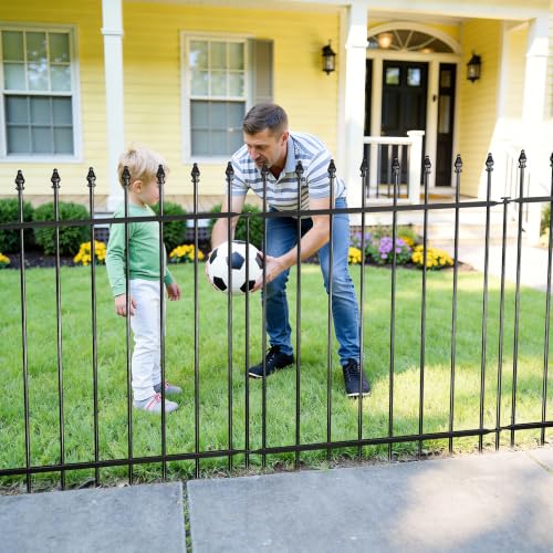 Decorative Metal Garden Fence，(10 Panels+ 11 Posts), Total Iength24 ft(W) x 32 in(H), High Metal Border Fence, Classic Roman Column Decoration, Garden and Lawn Landscape Fence, Black Animal Fence - size: 10 Panels-24 ft(W) x 32 in(H)