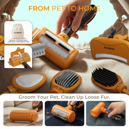 Deshedding Dog Brush Grooming Kit for Dogs & Cats, All Coat Types