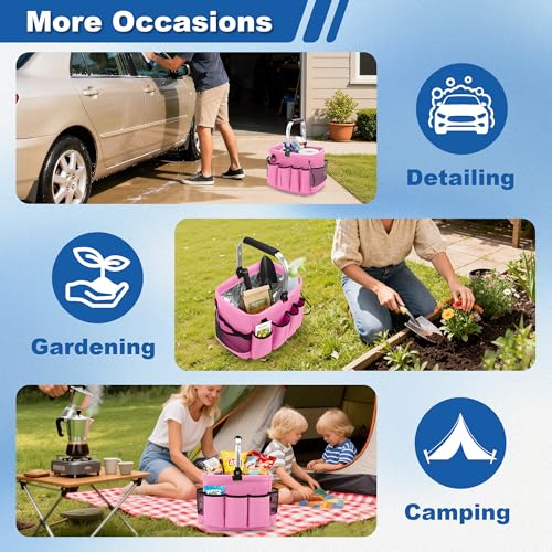 PGmoon Cleaning Caddy Organizer with Handle,Pink - color: Pink