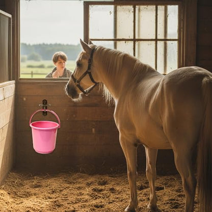 MAQUITA 10 Pack Bucket Hooks, Heavy Duty Iron Equestrian Hangers, Multi-Functional Water Bucket Hook for Hanging Horse Supplies, Feeding, Tying Horse