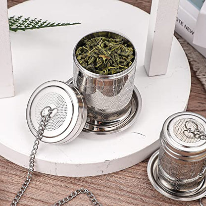 2 Pack Tea Infusers For Loose Tea, Stainless Steel With Lid - size: Large and Small sizes