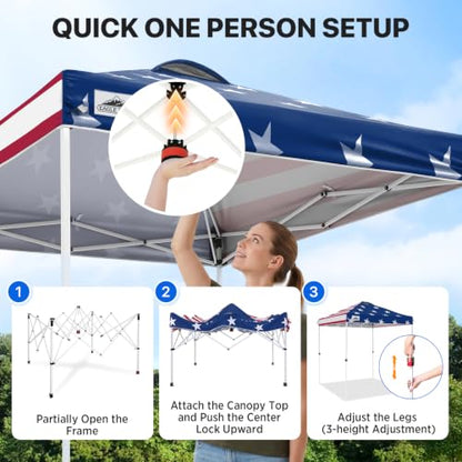 EAGLE PEAK 6.6x6.6 Pop Up Canopy Tent Easy Up Canopy Outdoor, American Flag - color: American Flag, size: 6.6x6.6