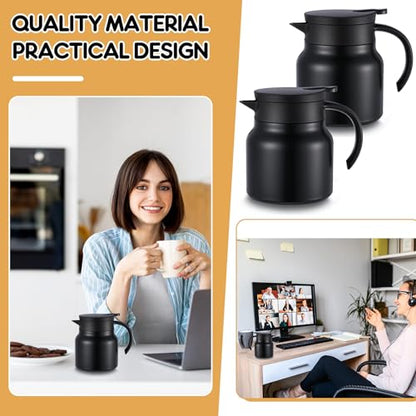 Ziliny 2 Pcs 27 oz Coffee Carafe Thermal Creamer Pitcher, Black | Double Wall Vacuum Insulated,Stainless Steel, Creamer Dispenser, Milk Carafe Container, Keeps Hot Cold - color: Black, size: 27 oz